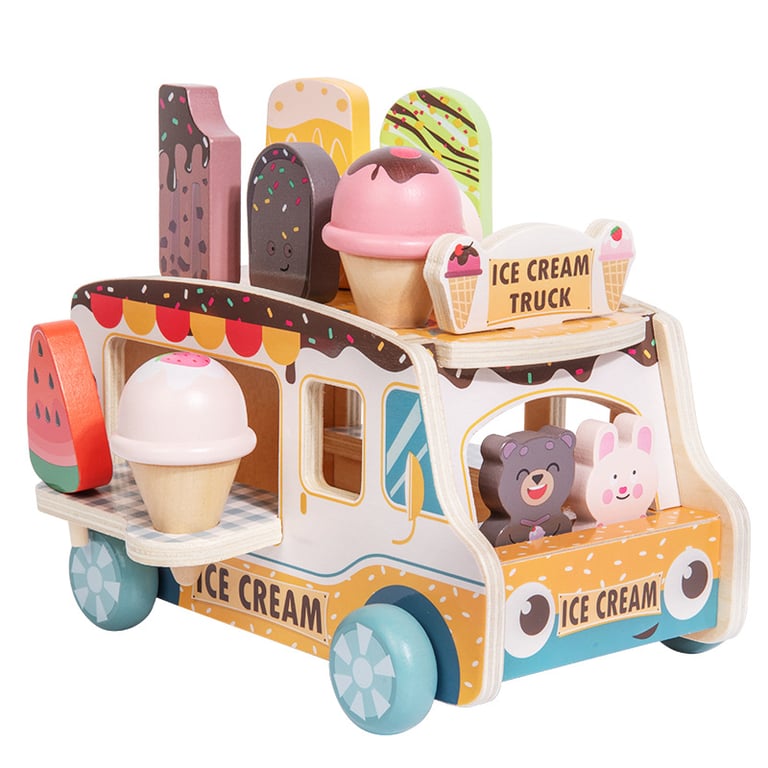 Wooden Ice Cream Model Playset Toy | Role-Play Store & Truck thumbnail 4