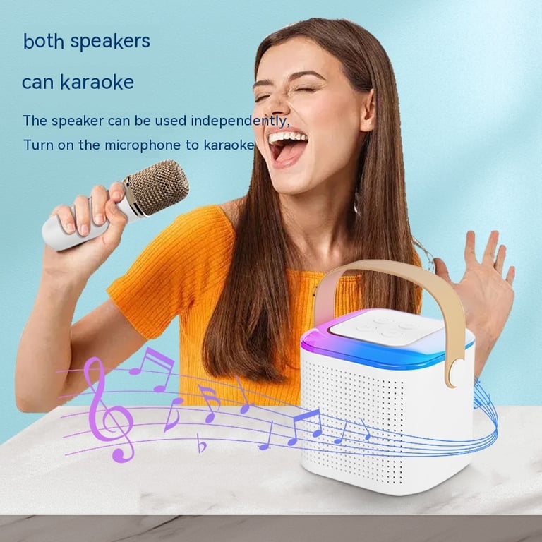 Karaoke Machine Bluetooth Speaker with 2 Wireless Mics & RGB Lights thumbnail 11