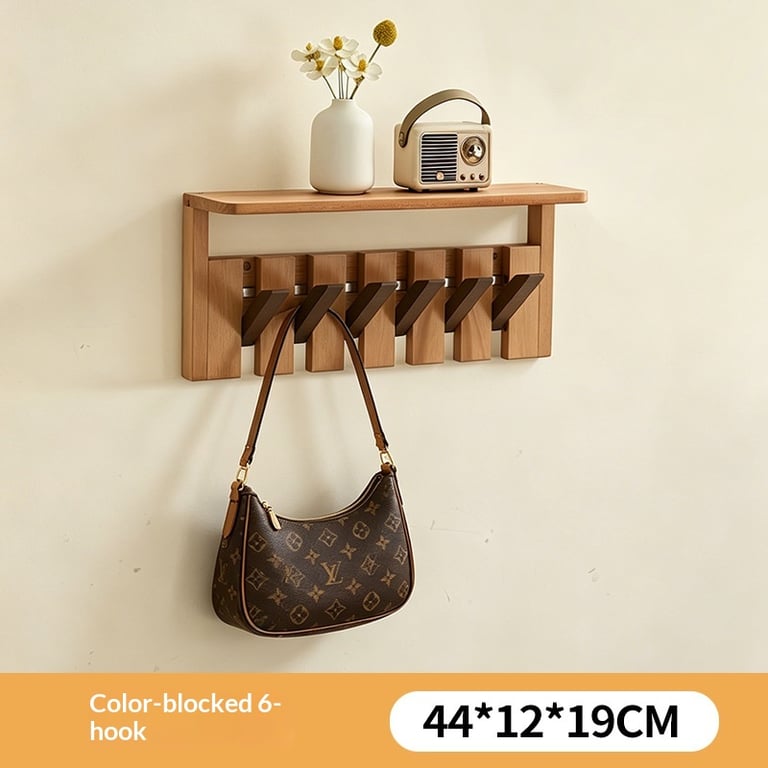 Solid Wood Coat Rack with Piano Keys | Modern Wall Mount Storage thumbnail 6