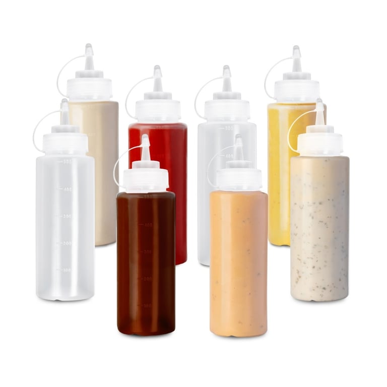 8 Pack Plastic Squeeze Bottles 500ml | Food-Grade Condiment Dispensers thumbnail 15