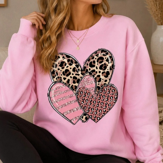 Women's Leopard Print & Bright Heart T-Shirt | Casual Style thumbnail 4