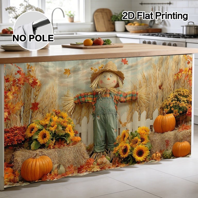 Autumn Thanksgiving Halloween Kitchen Storage Rack Decorative Curtain With Rod thumbnail 3