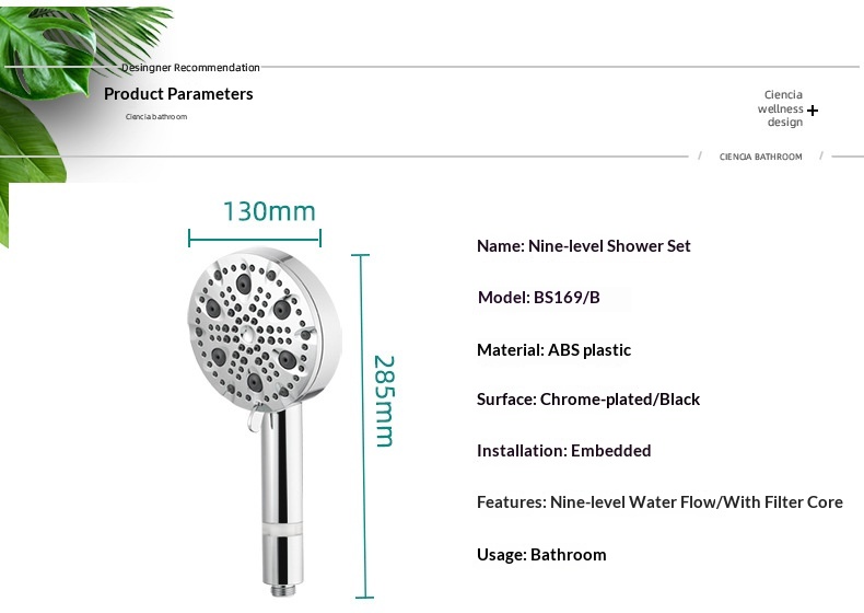 9-Setting Handheld Shower Head with Filtration | Chrome & Matte Black thumbnail 14