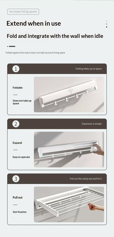 Wall-Mounted Folding Clothes Drying Rack | Space-Saving Design thumbnail 9