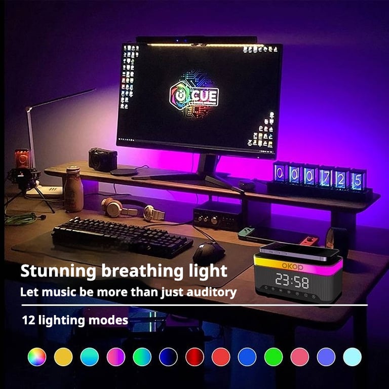 Bedside Alarm Clock with RGB Ambient Light | 15W Wireless Charging & Bluetooth Speaker thumbnail 19