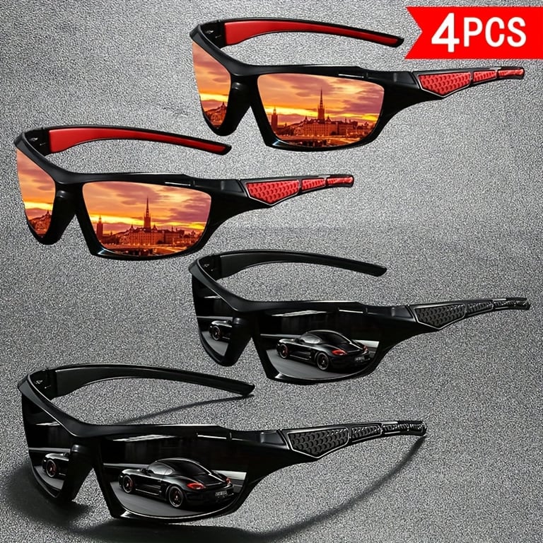 4 PCS Polarized Sports Sunglasses | Windproof UV Protection for Cycling & Fishing thumbnail 5