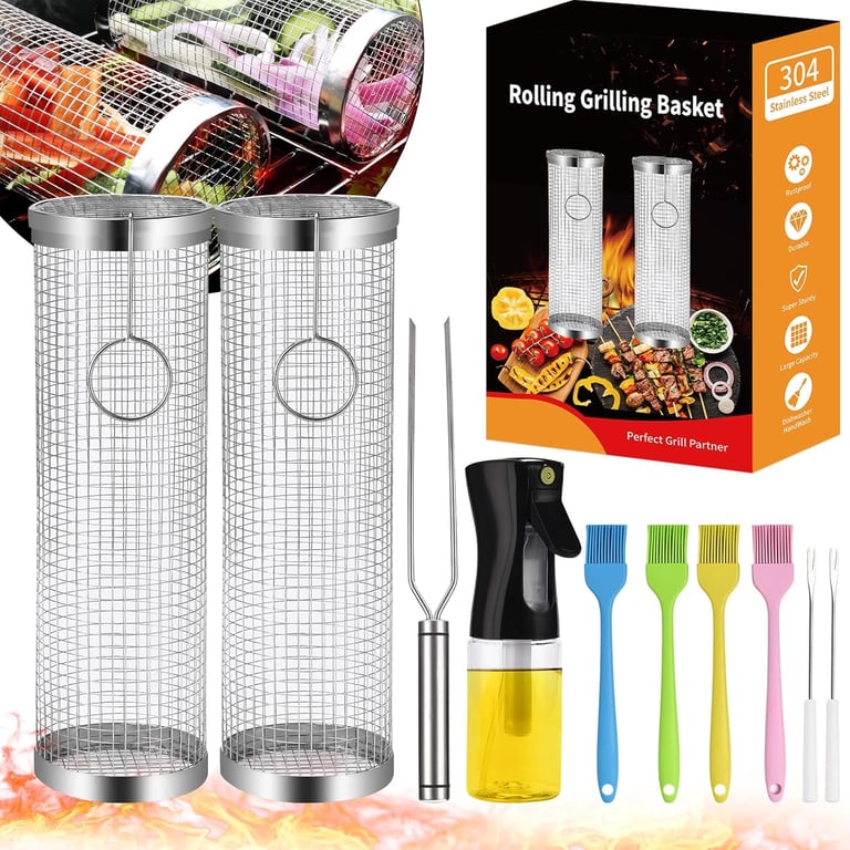 Rolling Grill Basket 304 Stainless Steel | BBQ Grilling Accessories thumbnail 8
