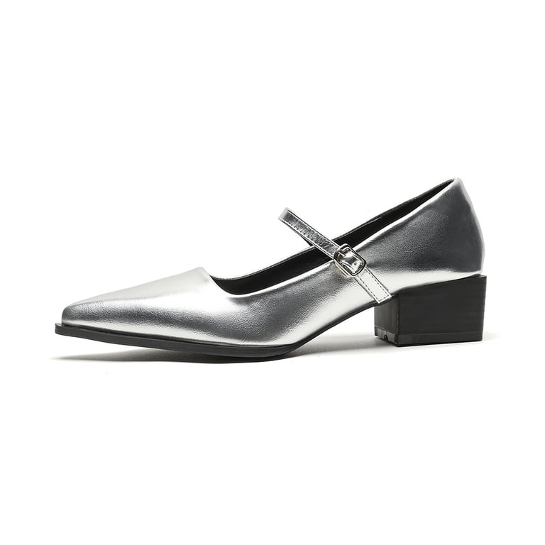 Vintage Chunky-Heeled Mary Jane Shoes for Women | Pointed Toe