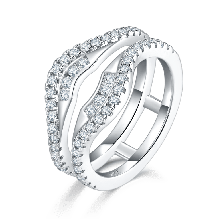 S925 Sterling Silver Double Band Moissanite Ring | GRA Certified - image 1