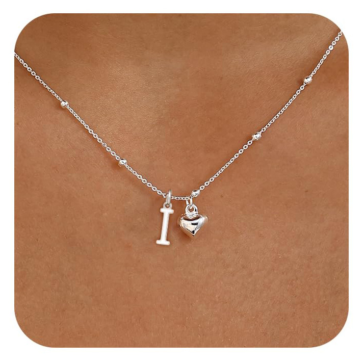 Personalized Initial Heart Pendant Necklace | Stainless Steel thumbnail 3