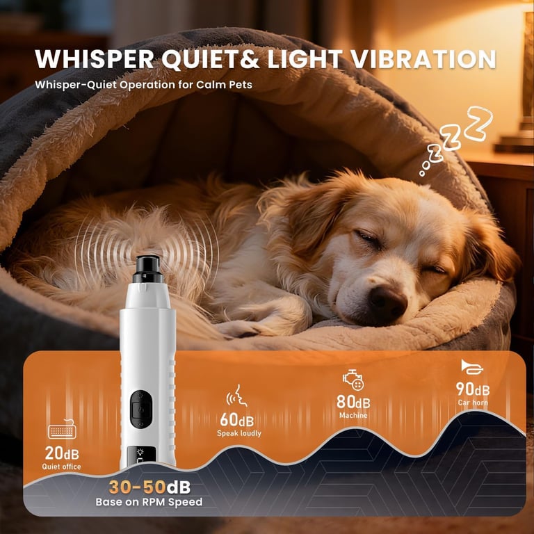 2026 New Silent Groom Pro Dog Nail Grinder, 5-Speed Dog Nail Grinder With Led Light, Quiet Painless Paws Grooming For Small Medium Large Dogs, USB Rechargeable thumbnail 13