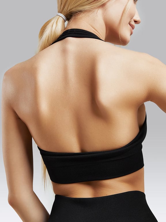Backless Yoga Sports Bra | Quick-Dry Halter Neck Athletic Top for Women thumbnail 3