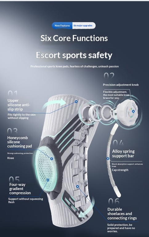 Upgraded Knob-Style Sports Knee Brace Outdoor Running Shock-Absorbing Adjustable Silicone Knee Protector thumbnail 7