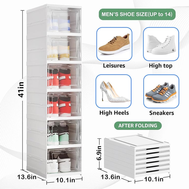 Foldable Shoe Storage Organizer 6-Layer Stackable Sneaker Boxes thumbnail 2