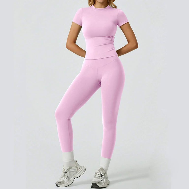 Quick-Drying Yoga Outfit Set | Tight-Fitting Short-Sleeve Top & Long Leggings thumbnail 6