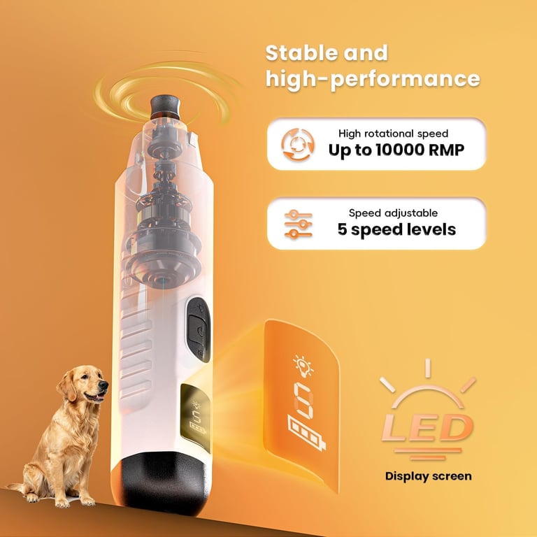 2026 New Silent Groom Pro Dog Nail Grinder, 5-Speed Dog Nail Grinder With Led Light, Quiet Painless Paws Grooming For Small Medium Large Dogs, USB Rechargeable thumbnail 20