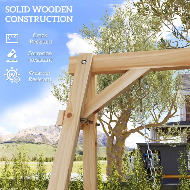770lbs Heavy Duty A-Frame Porch Swing Stand | Reinforced Wooden Frame thumbnail 7