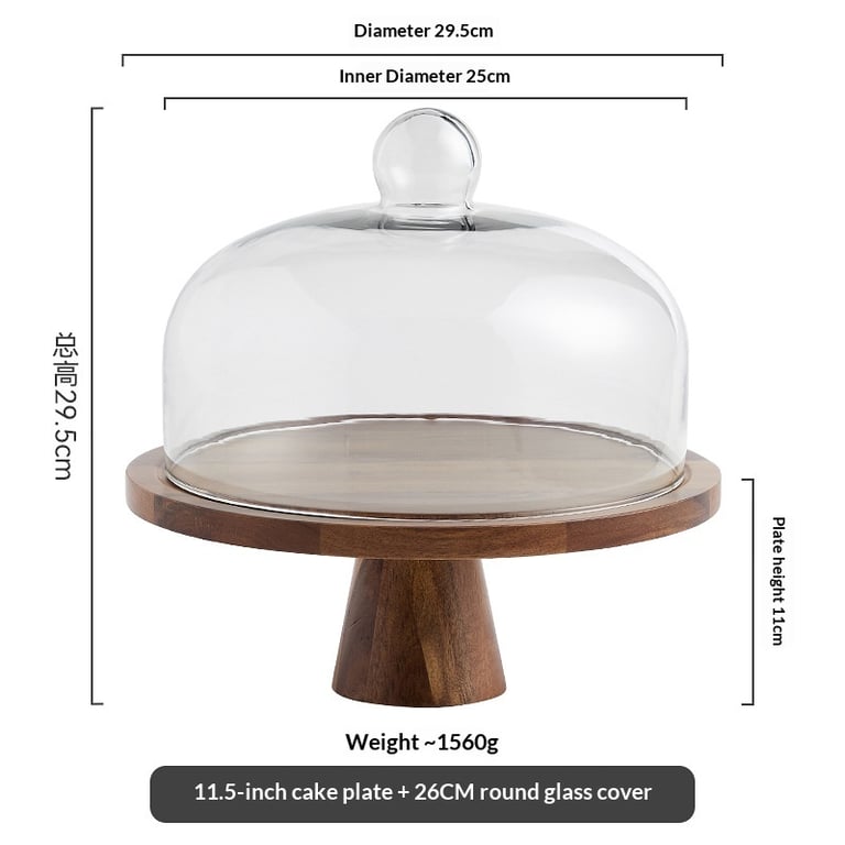 Retro Lovewood Tray with Glass Dome | Wooden Fruit Plate Organizer thumbnail 14