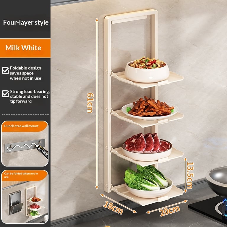 Punch-Free Foldable Kitchen Prep Rack | No-Drill Wall Mount thumbnail 16