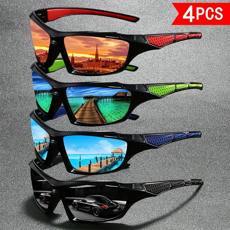 4 PCS Polarized Sports Sunglasses | Windproof UV Protection for Cycling & Fishing thumbnail 3