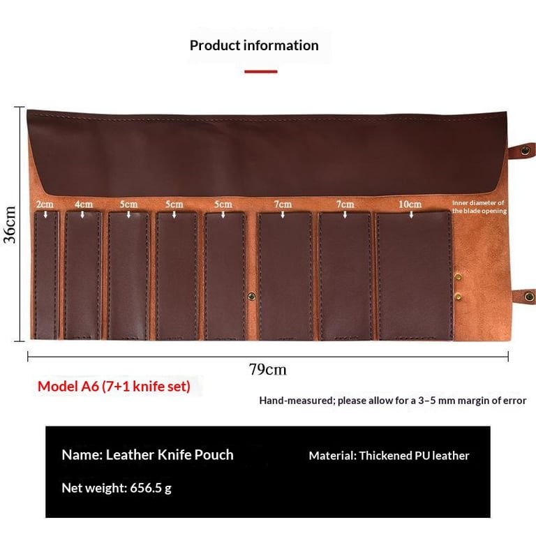 Portable Two-Tier Microfiber Leather Knife Storage Bag | Home & Kitchen thumbnail 13