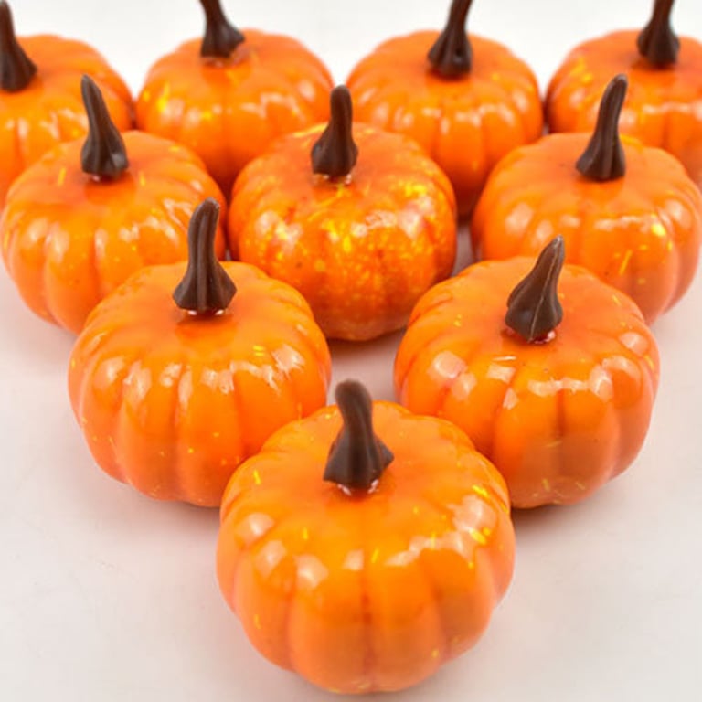 12Pcs Artificial Pumpkins Small Simulation Vegetable Decorating Thanksgiving Day Wreath Decorative Accessories 5.2cm H 4.2cm Dia thumbnail 2