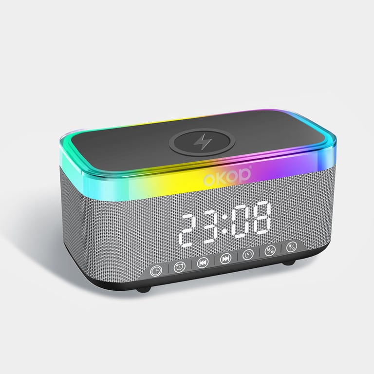 Bedside Alarm Clock with RGB Ambient Light | 15W Wireless Charging & Bluetooth Speaker thumbnail 2