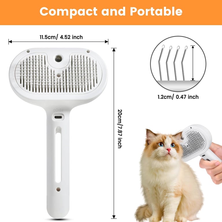 3-in-1 Cat Steam Brush | Pet Grooming Comb with Mist Spray thumbnail 9