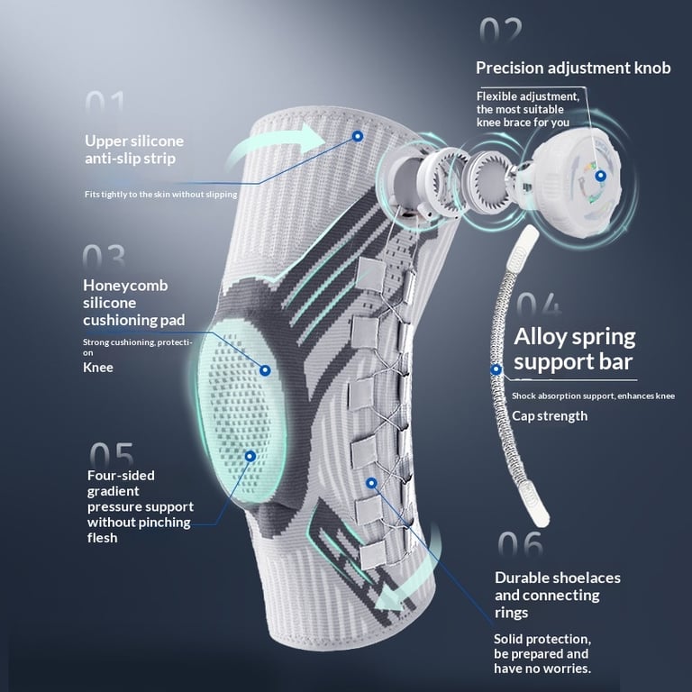 Upgraded Knob-Style Sports Knee Brace Outdoor Running Shock-Absorbing Adjustable Silicone Knee Protector thumbnail 12