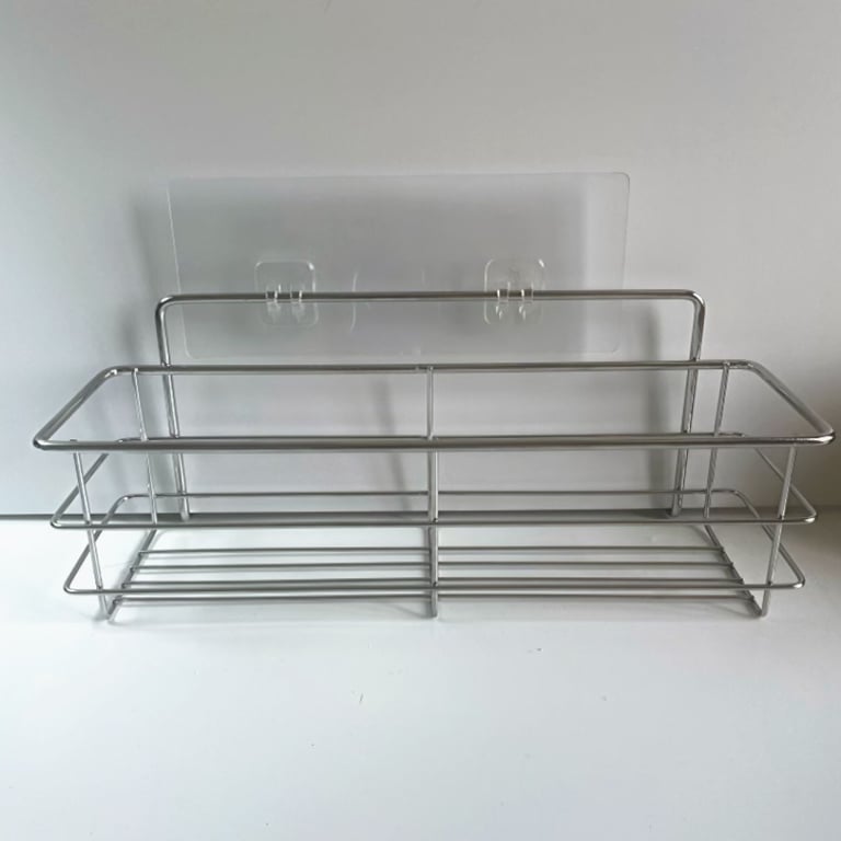 No-Drill Bathroom Shelf Cosmetic Organizer | Adhesive Wall Mount thumbnail 2