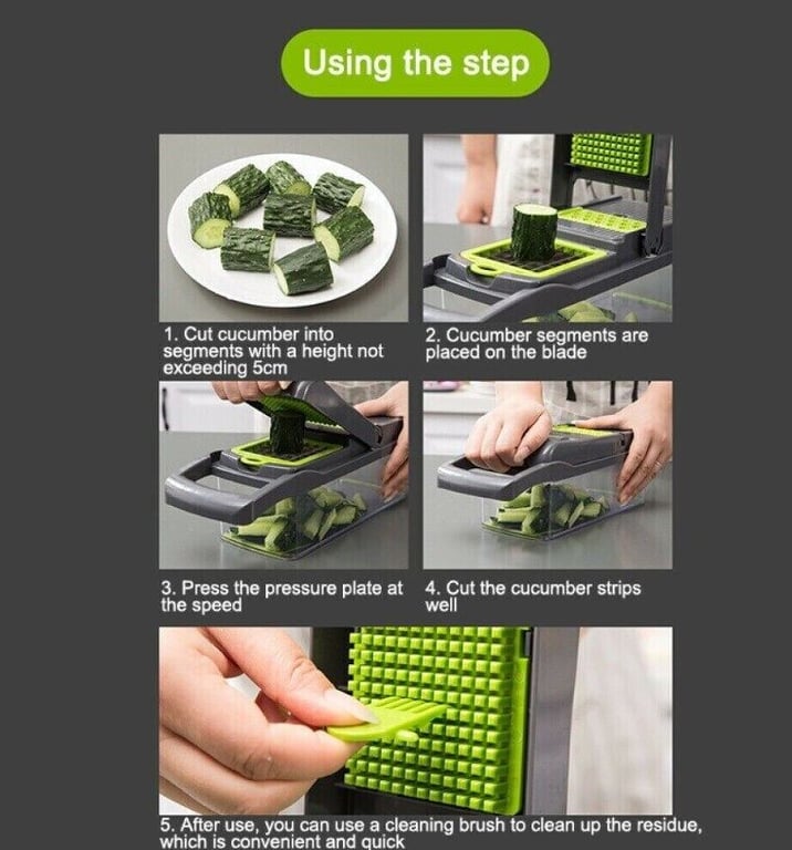 16 In 1 Vegetable Chopper, Salad Fruit Vegetable Food Chopper Slicer Peeler thumbnail 8