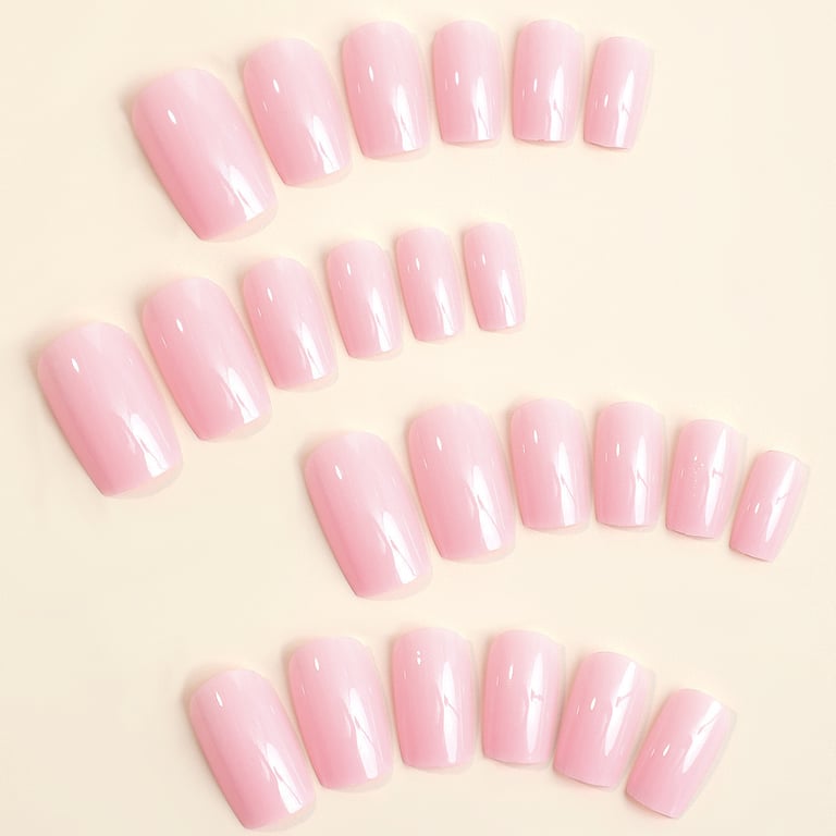 Light Pink Square Press-On Nails | Ultra-Thin Mid-Length Fake Nails