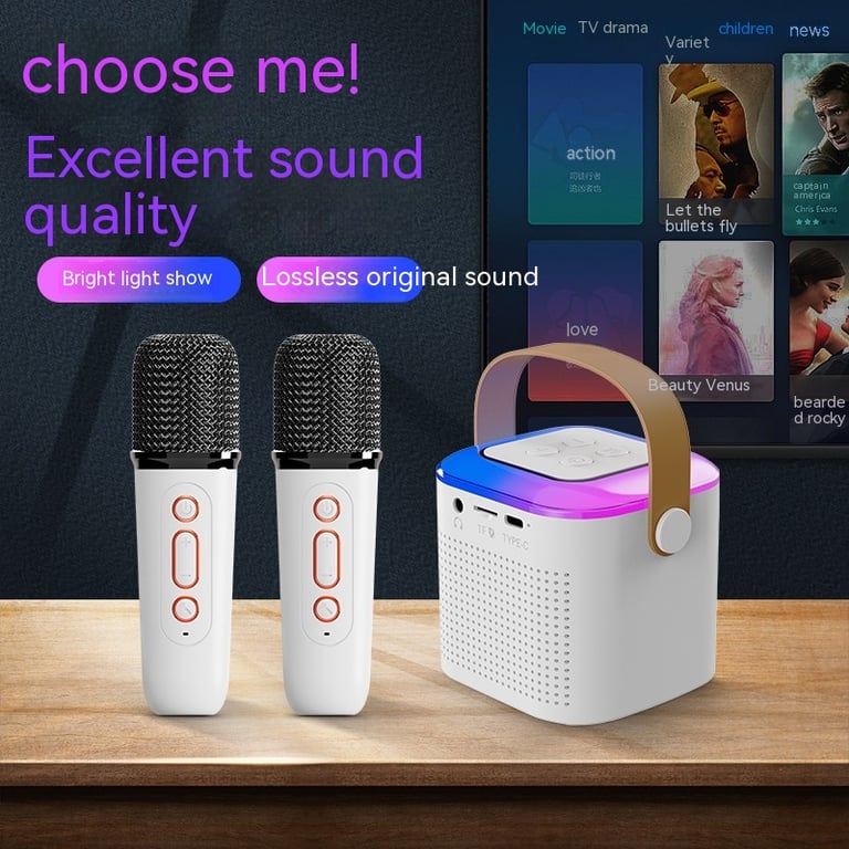 Karaoke Machine Bluetooth Speaker with 2 Wireless Mics & RGB Lights thumbnail 15