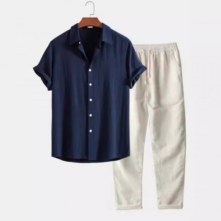 Casual Loose-fit Beach Set | Four-way Stretch Short-sleeve Shirt & Shorts thumbnail 16
