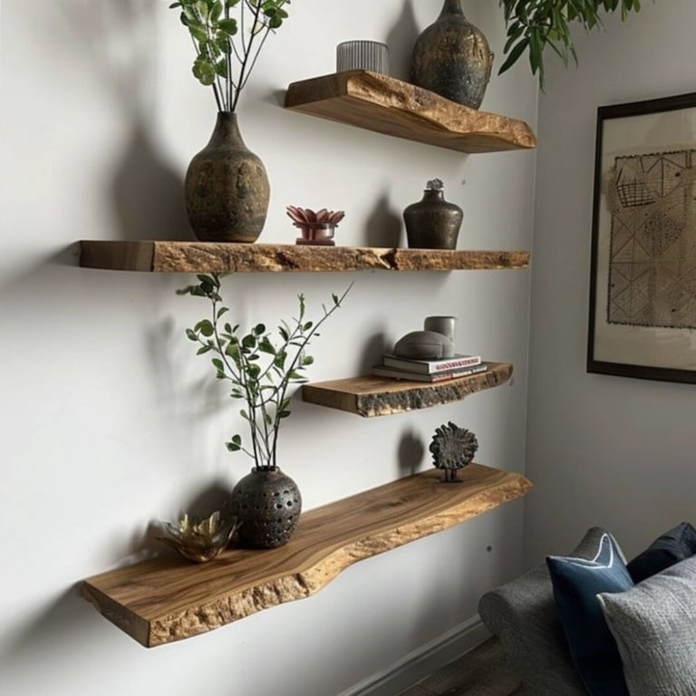 Old Elm Single-Bar Shelf Storage Rack Bookshelf | Live-Edge Design thumbnail 4
