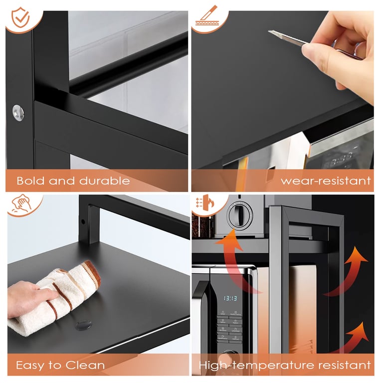 Black Extendable Kitchen Storage Rack with 6 Hooks | Home & Kitchen thumbnail 10