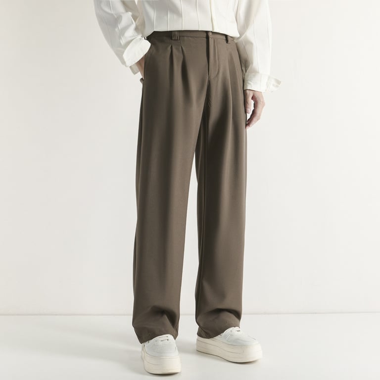 Double-Pleat Wide-Leg Casual Pants for Men | Relaxed Drape Fit - image 1