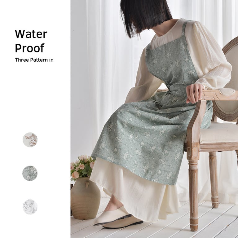 Artistic Floral Cross-Back Bib Apron | Kitchen Work Uniform Canada thumbnail 19