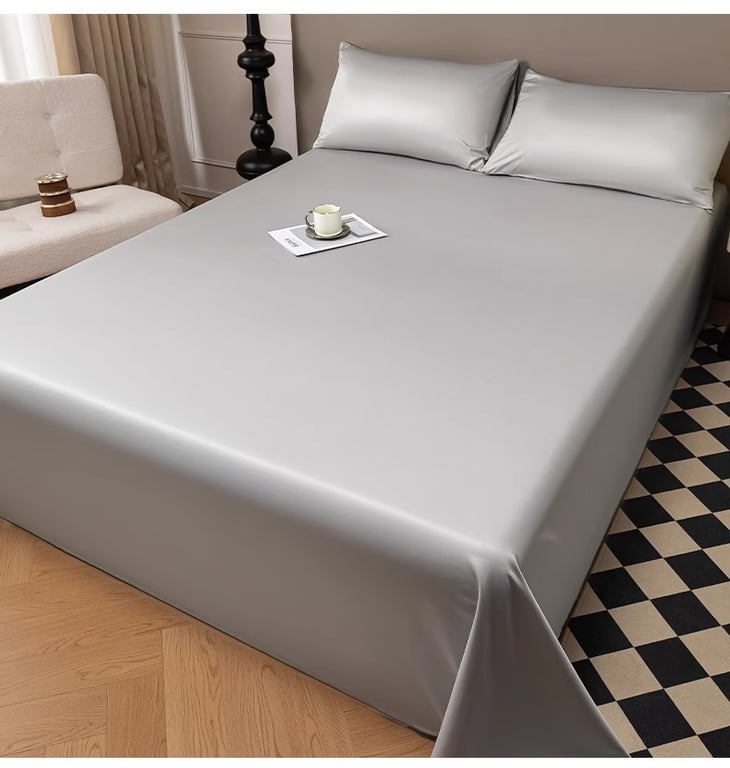 Summer Cooling Ice Silk Bed Sheet Set | Home & Kitchen Luxury Bedding thumbnail 8