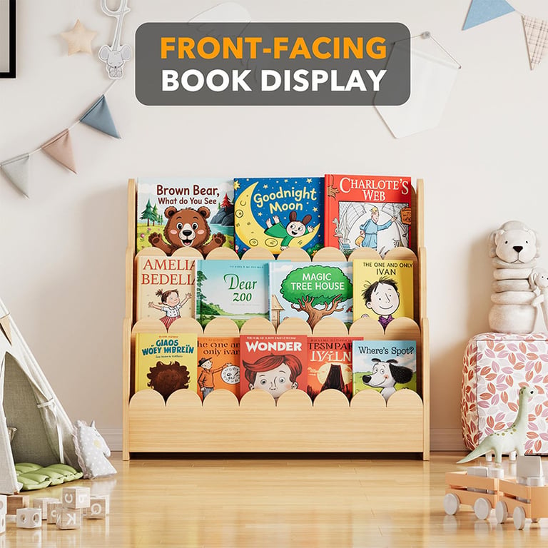 Solid Wood Children's Floor Picture Book Bookshelf | Home & Kitchen Storage thumbnail 6