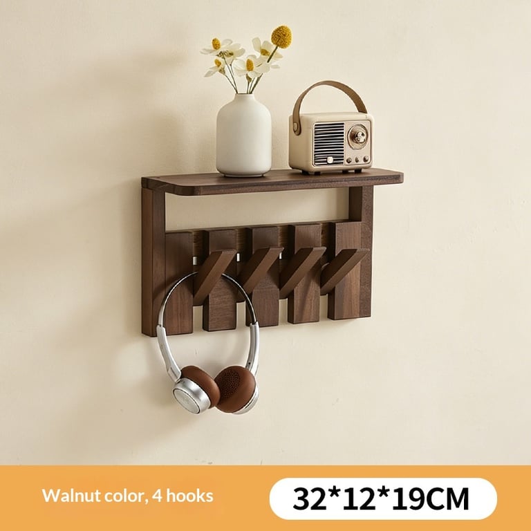 Solid Wood Coat Rack with Piano Keys | Modern Wall Mount Storage thumbnail 3