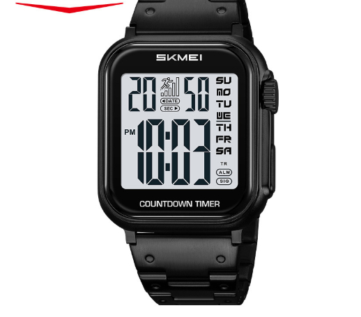 Men's Steel-Band Digital Watch with Dual Time, Alarm & Waterproof Sports Design thumbnail 8
