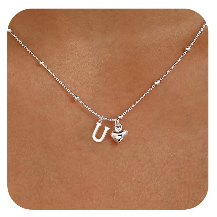 Personalized Initial Heart Pendant Necklace | Stainless Steel thumbnail 19