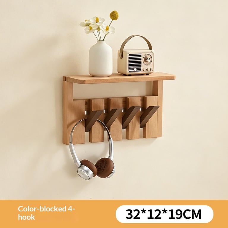 Solid Wood Coat Rack with Piano Keys | Modern Wall Mount Storage thumbnail 7