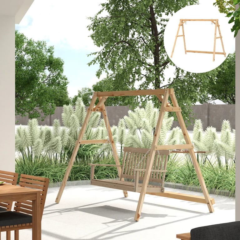 770lbs Heavy Duty A-Frame Porch Swing Stand | Reinforced Wooden Frame thumbnail 4