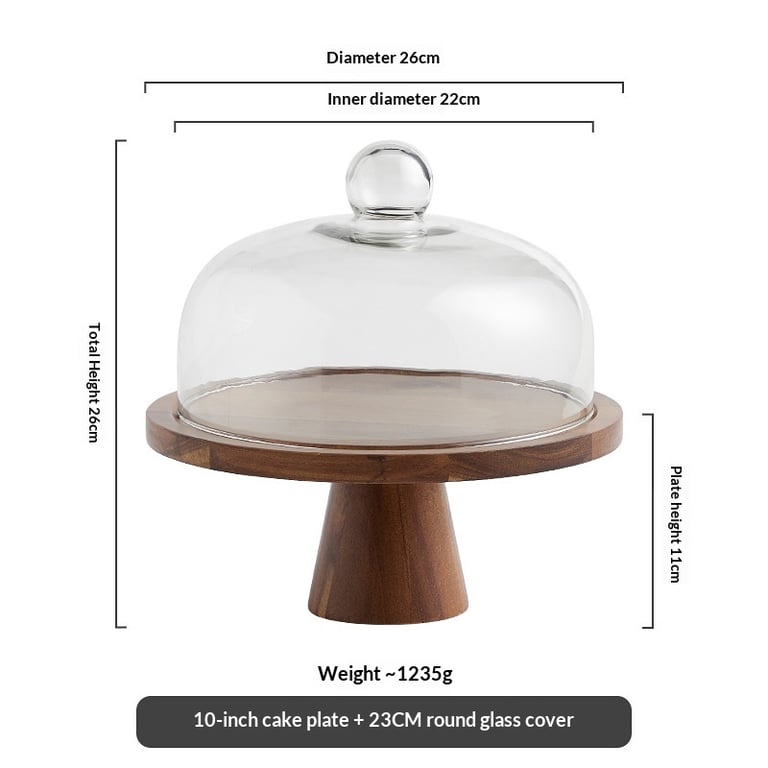 Retro Lovewood Tray with Glass Dome | Wooden Fruit Plate Organizer thumbnail 15