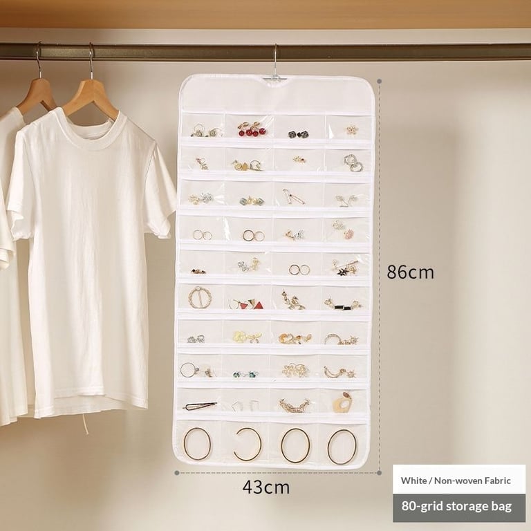 80 Pocket Hanging Jewelry Organizer | Clear Storage Bag thumbnail 4