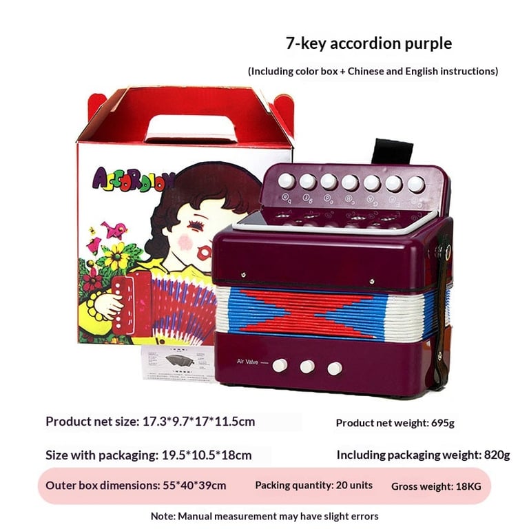 7-Key Portable Accordion for Kids | Educational Music Toy Canada thumbnail 14