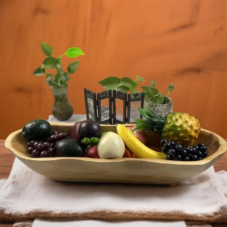 European-Style Wooden Boat-Shaped Fruit Tray | Solid Wood Serving Bowl thumbnail 13