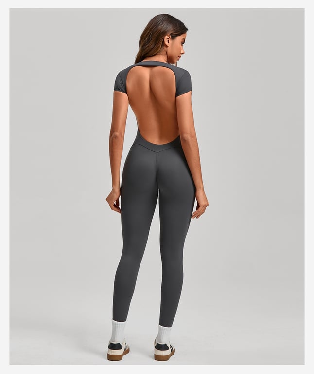 Women's Fashion Solid Color Quick-Drying Yoga Bodysuit | Open Back thumbnail 13